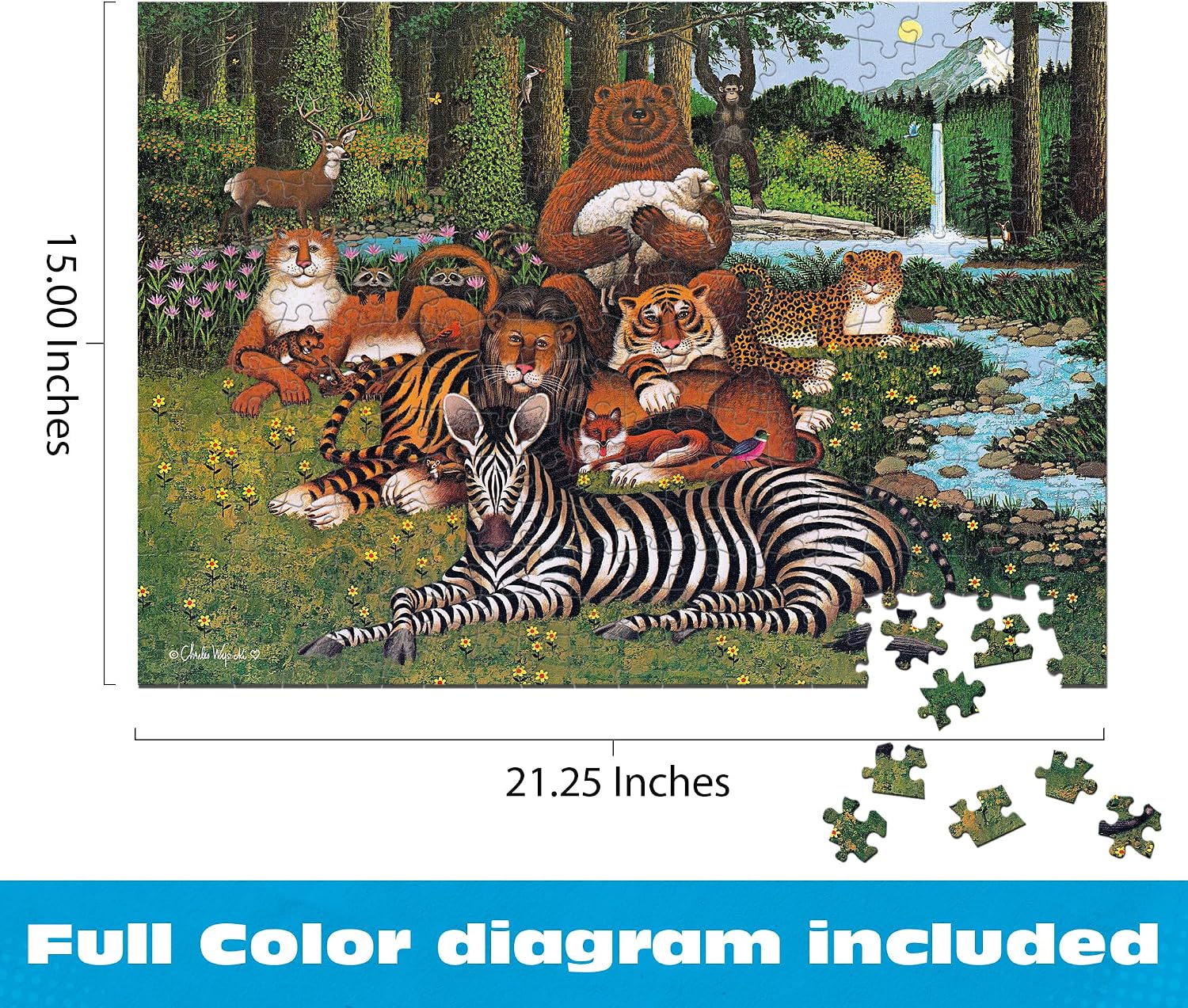 Buffalo Games Charles Wysocki Chum Buddies 300 Piece Jigsaw Puzzle - 21.25 x 15 in - 300 Piece Puzzles for Adults - Relaxing Wildlife Scene - Includes Poster & Charles Wysocki Artwork