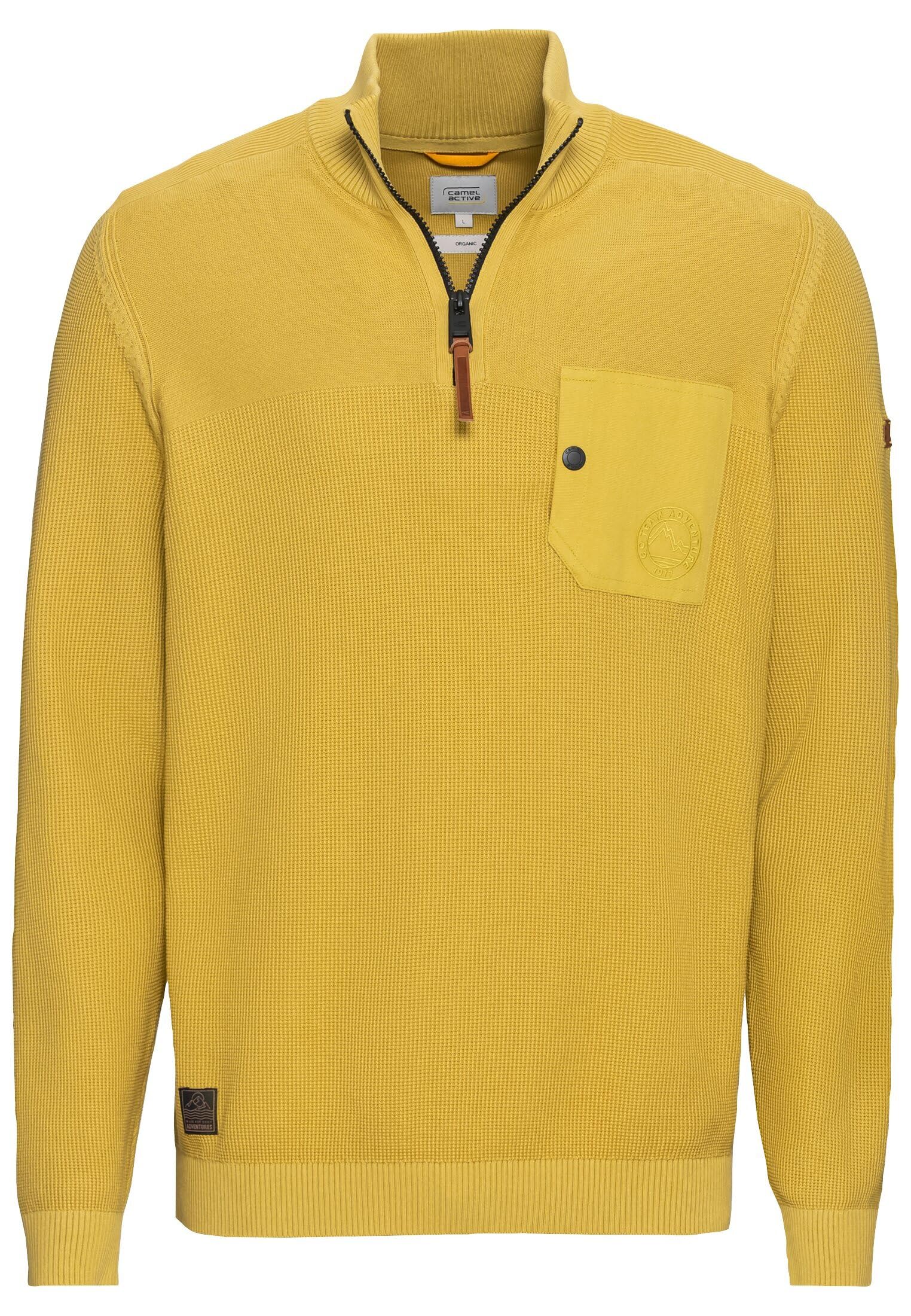 Camel Active Men's Yellow Knitted Troyer Made From Certified Organic Cotton, M