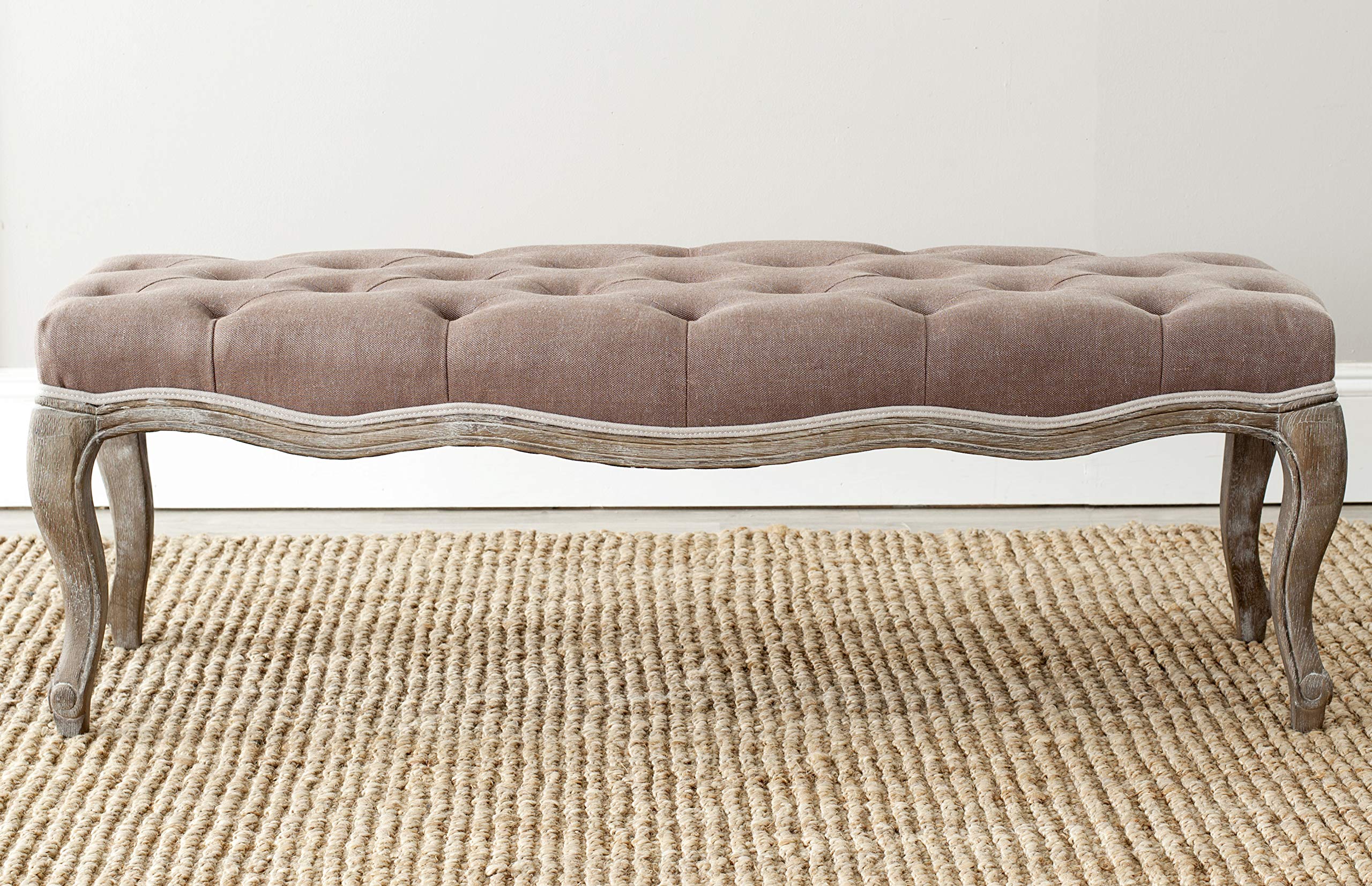 SAFAVIEH SEU4577B Sydney Banc Lin Marron Chaleureux 133 x 44 x 44,45 cm