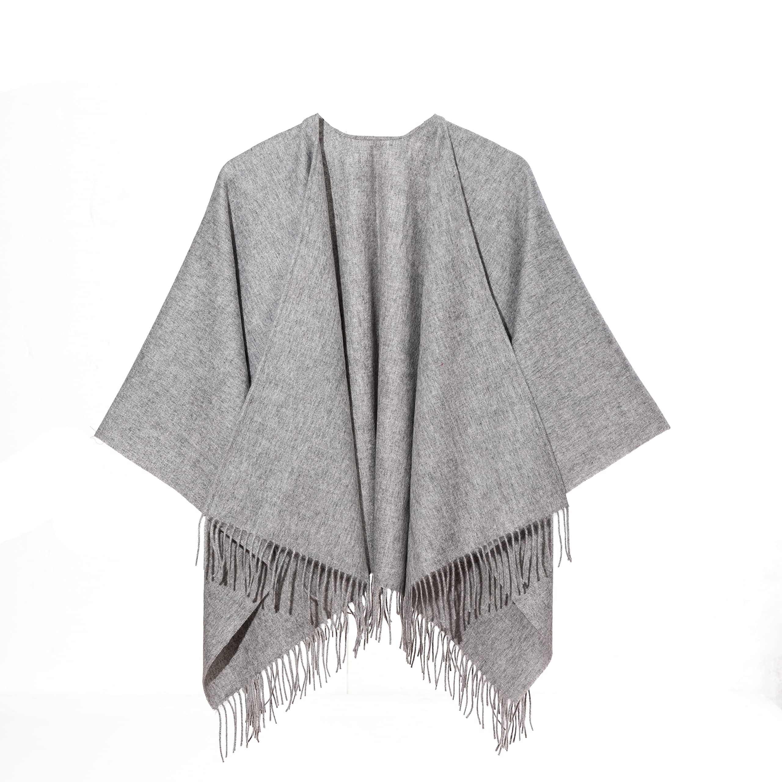 Edinburgh Cashmere 100% Pure Extra Fine Lambswool Plain Cape Grey, Featured in Vogue, GQ, Tatler and Grazia