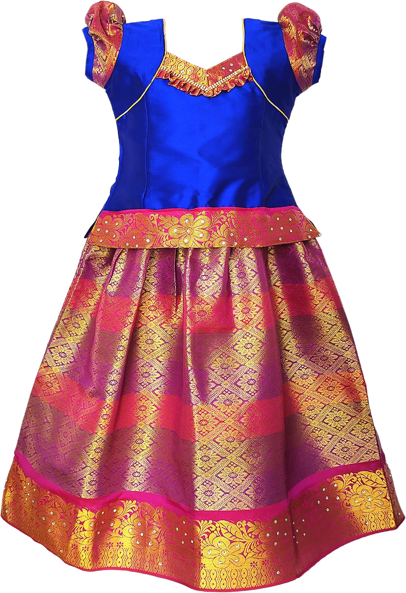 SNEHA READYMADES Girls Traditional Lehenga Choli ROYAL ABI PATTU