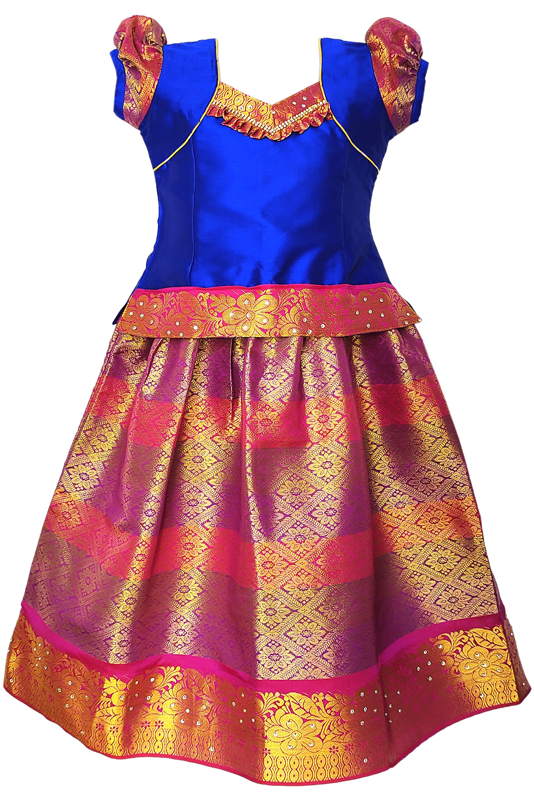 SNEHA READYMADES Girls Traditional Lehenga Choli ROYAL ABI PATTU
