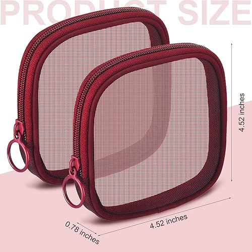 Miniatura 2 de Weewooday 4 piezas de malla para maquillaje, bolsa de cosméticos de malla, bolsa de aseo de viaje con cremallera, mini bolsa de cosméticos de