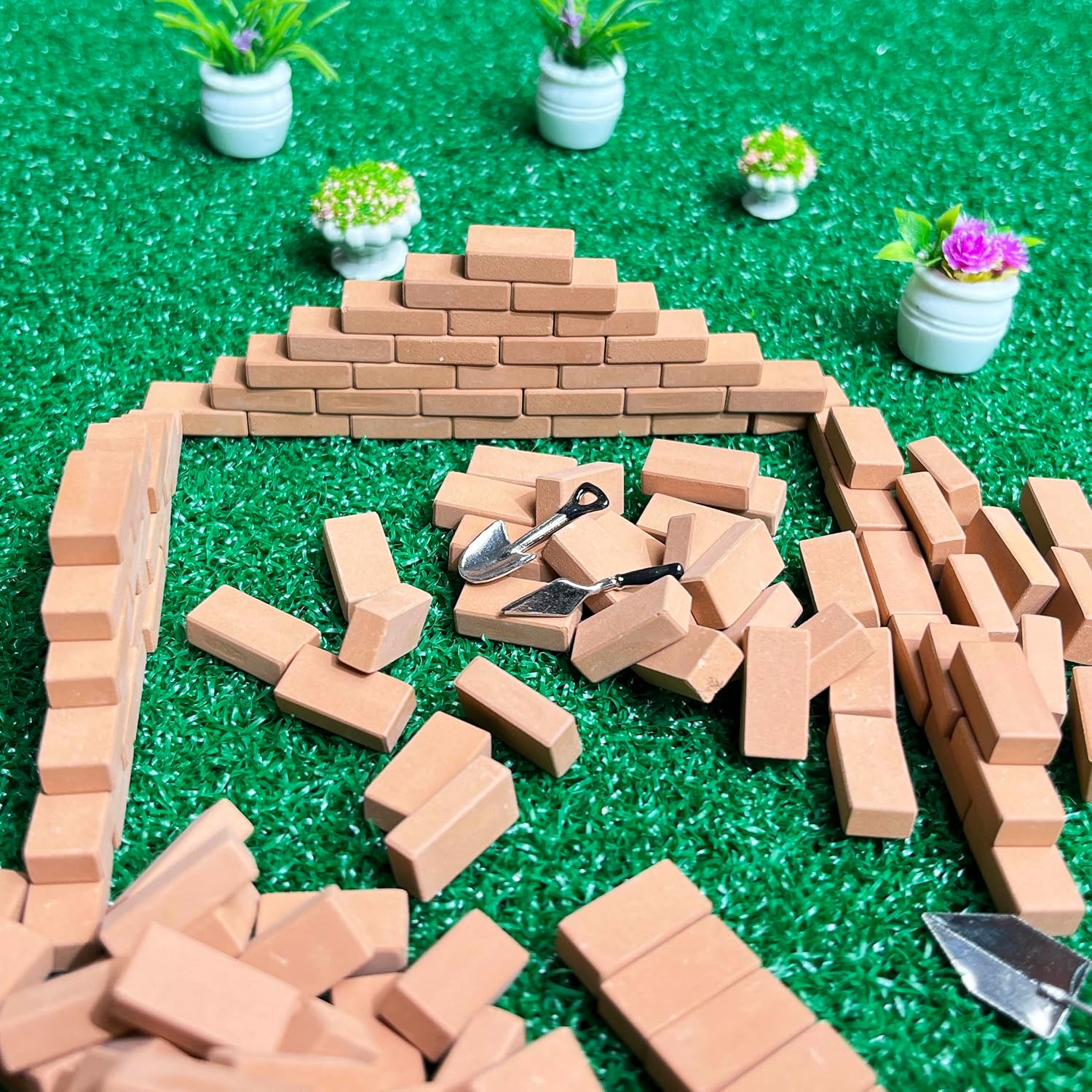 600PCS Mini Bricks for Landscaping, 1/12 Scale Miniature Bricks