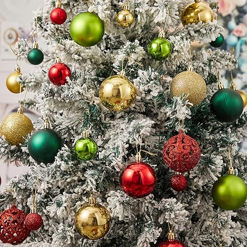 Miniatura 5 de 44 adornos de bolas de Navidad, adornos de Navidad de plástico inastillables con lentejuelas para colgar, bolas decorativas para árbol de Navidad