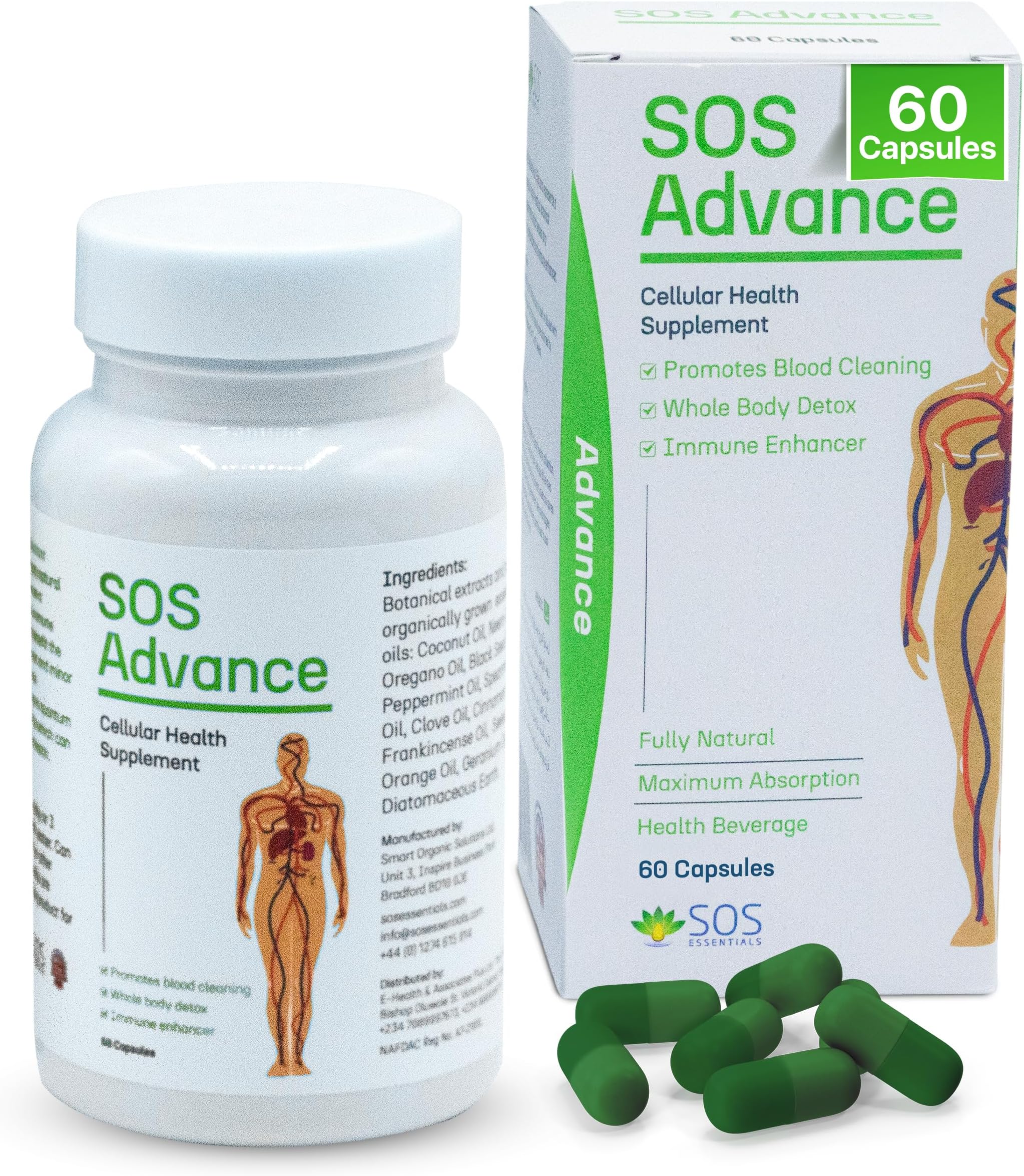 Advance Capsules โ Blood Cleaning Detox Supplement, Immune Enhancer, Natural Organic Blood Wash with Antioxidants, Essential Oils & Plant Extracts โ 60 Capsules