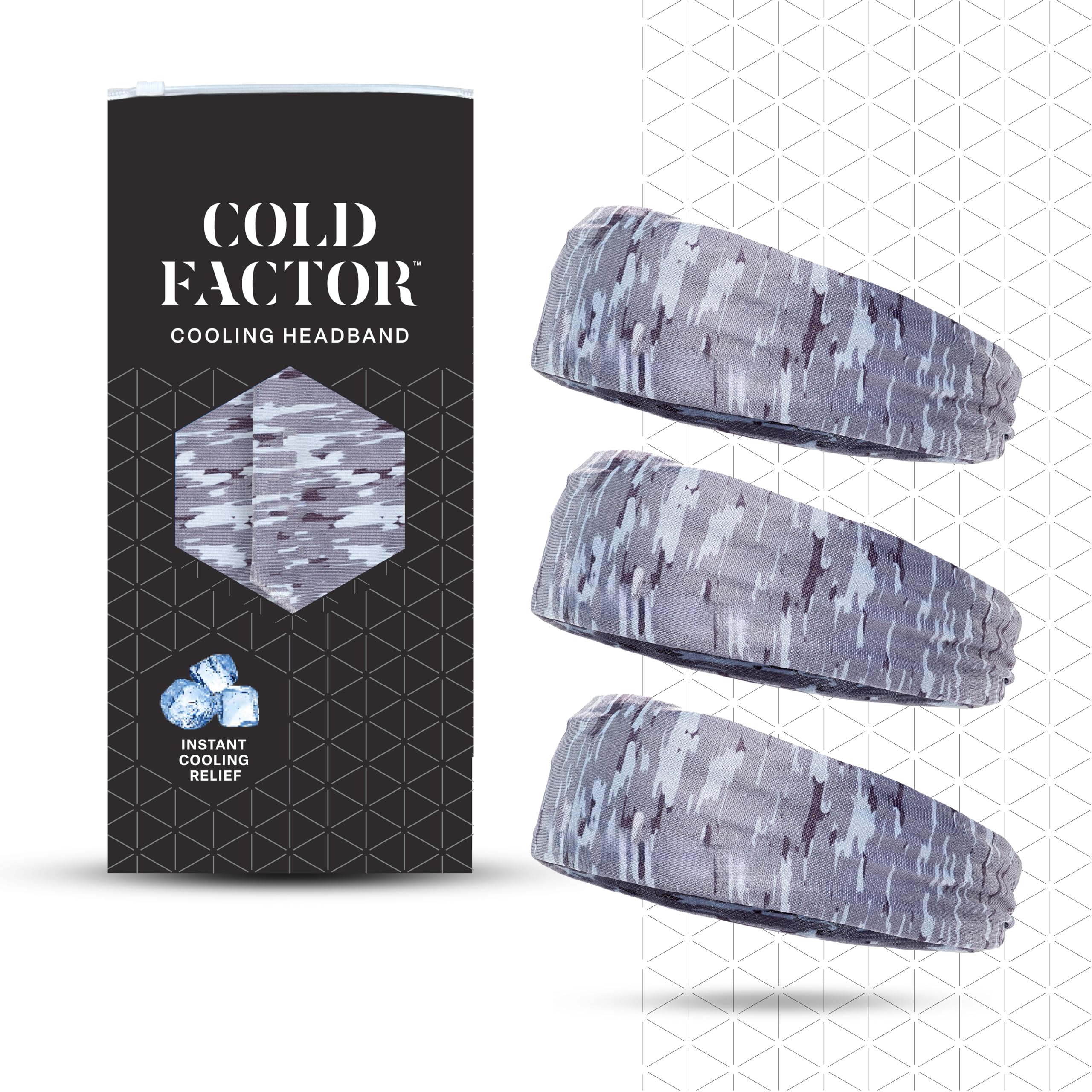 COLD FACTOR Diademas refrescantes instantáneas para Hombre y Mujer, Paquete de 3, Comodidad Avanzada de evaporación para Deportes y Actividades al Aire Libre, protección UPF 50+, Ideal para Fitness