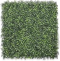 Vista 8 de Bybeton Panel de pared verde artificial, 20 x 20 pulgadas, 16 unidades, paneles de césped sintético de boj anti rayos UV para telón de fondo, pared