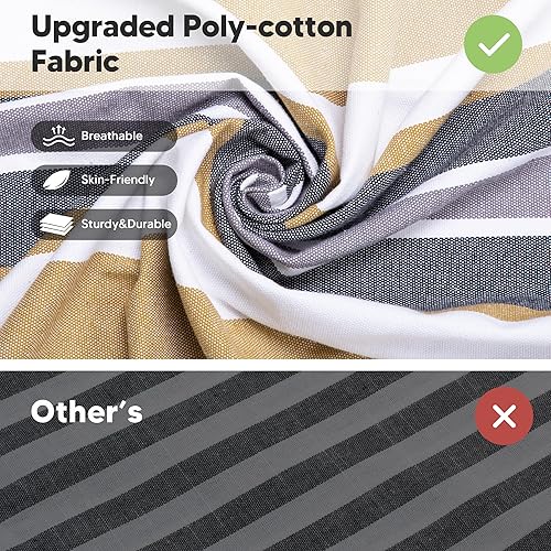 Miniatura 4 de SUNCREAT - Hamaca grande para árbol, solo tela de árbol para exteriores, rayas café