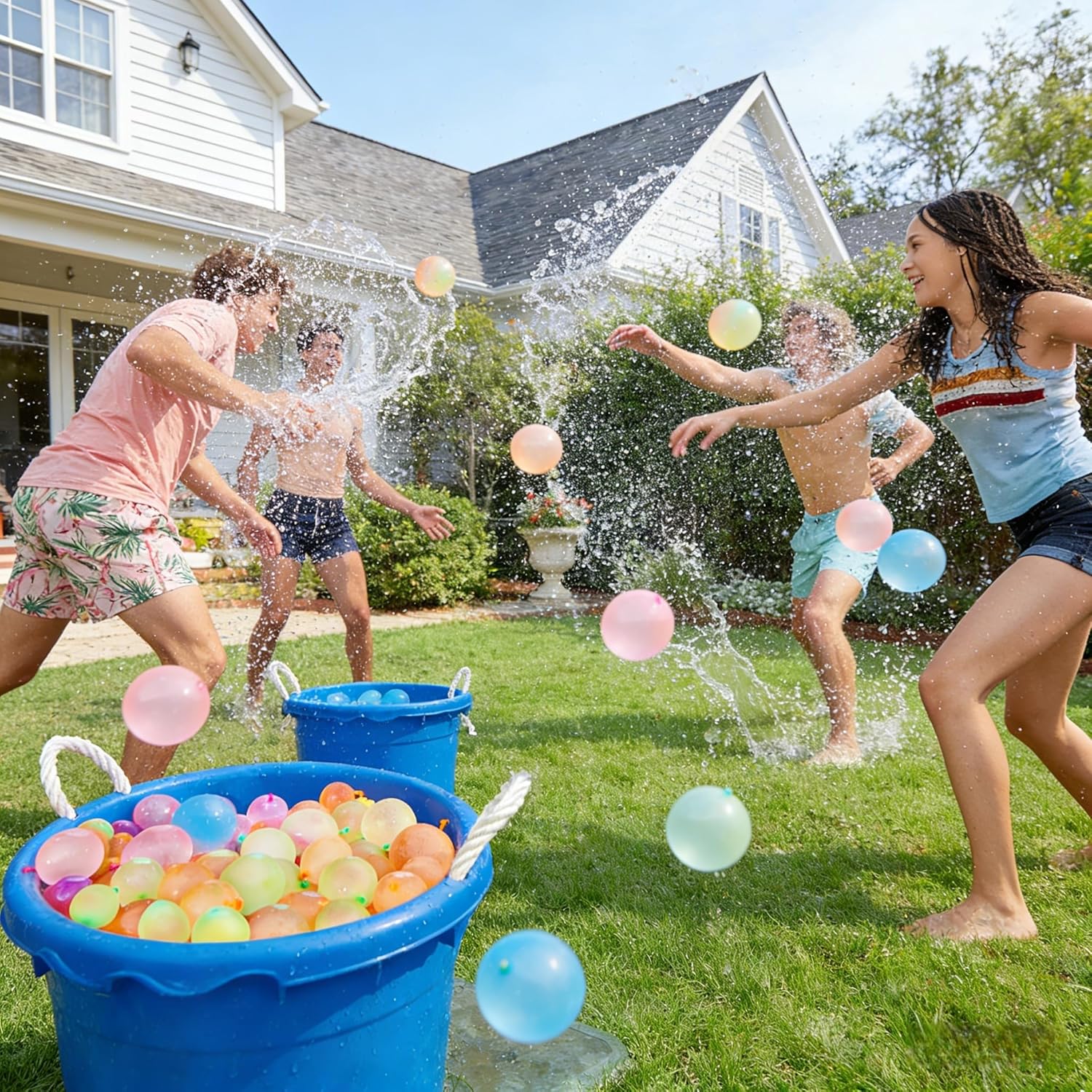 111 Pack Eco-Friendly Water Balloons - Self-Sealing Rapid Filling Biodegradable Latex for the Whole Family, Kids, Teens, Adults for Summer Outdoor Games