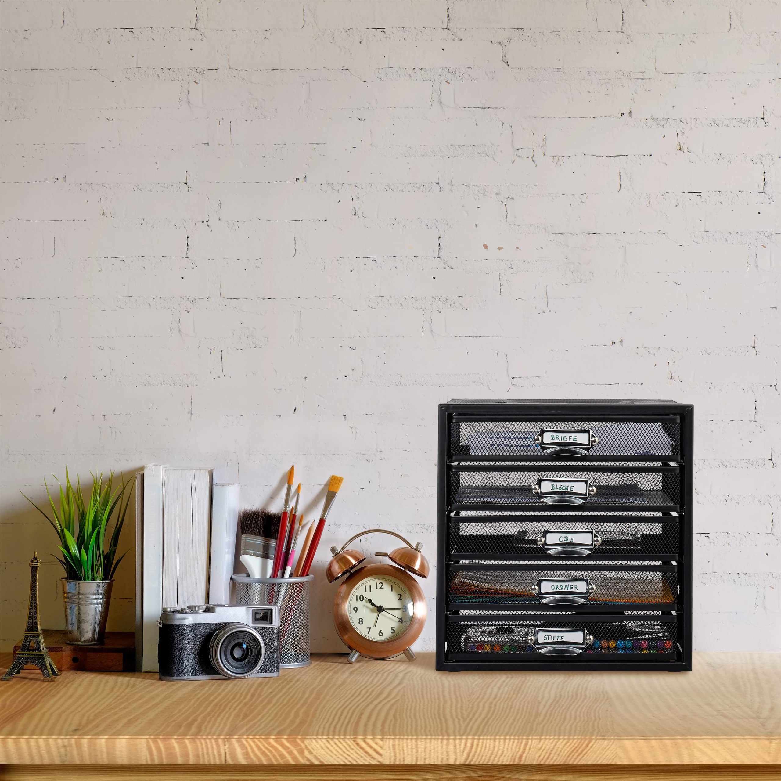 Cassettiera Organizer XNONE Per Scrivania - In Pelle PU Con Scomparto A4 - Grigio - Foto 8