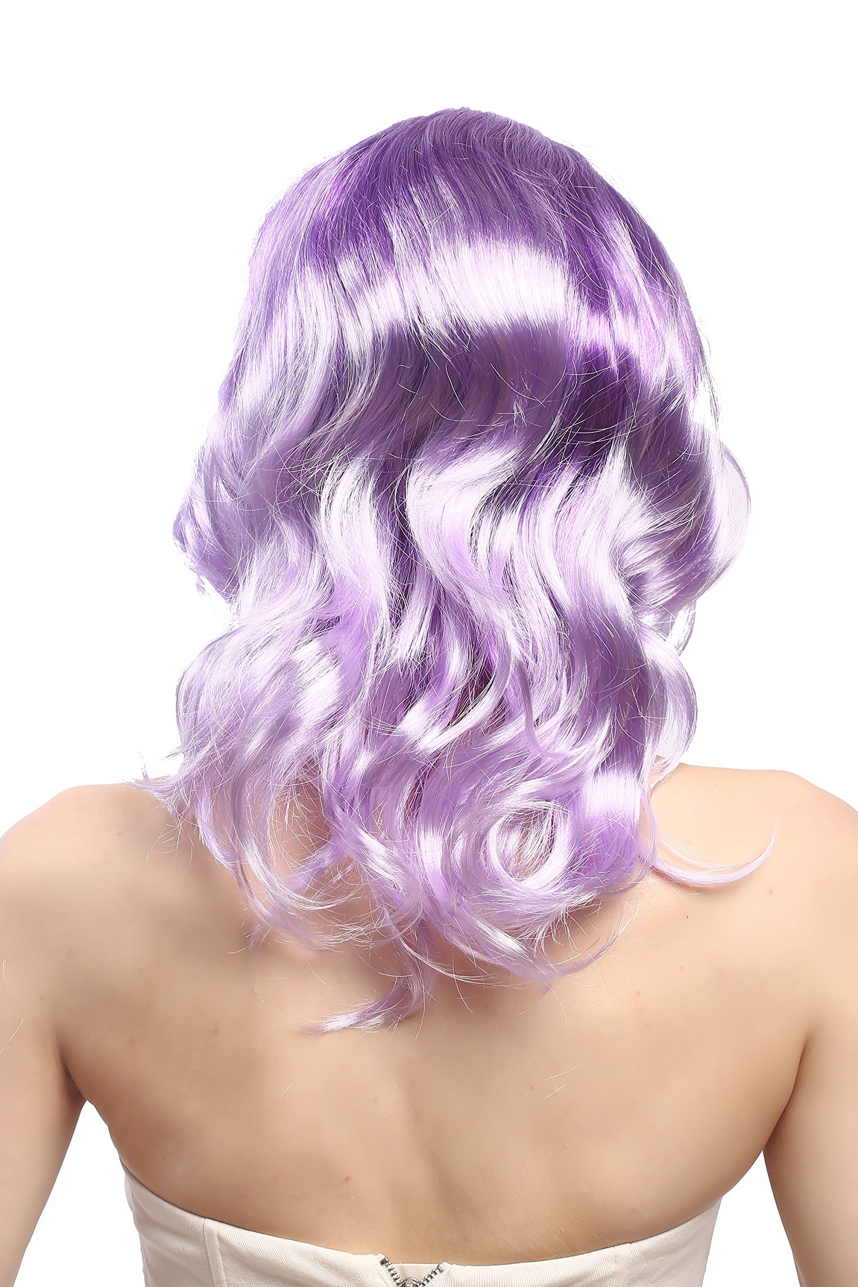 WIG ME UP Damen-Perücke „Diva Drag“ – Lila-helllila, Wellig, Schulterlang, Für Karneval & Party