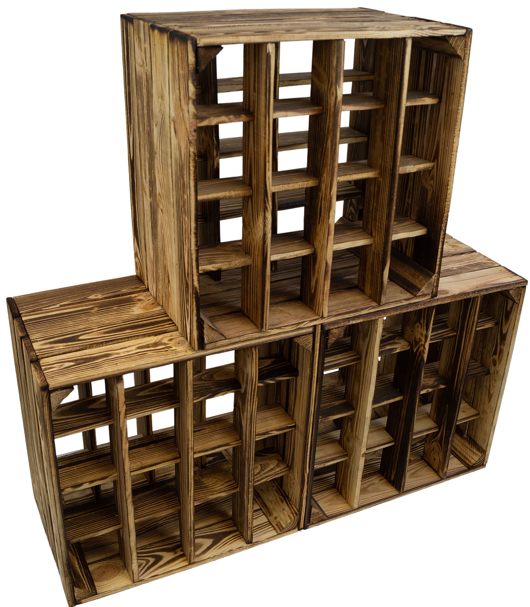 Kistenkolli Altes Land 3er Set -Geflammtes Weinregal für bis zu 16 Flaschen 40x40x27 cm Wein Regal | Flaschenregal