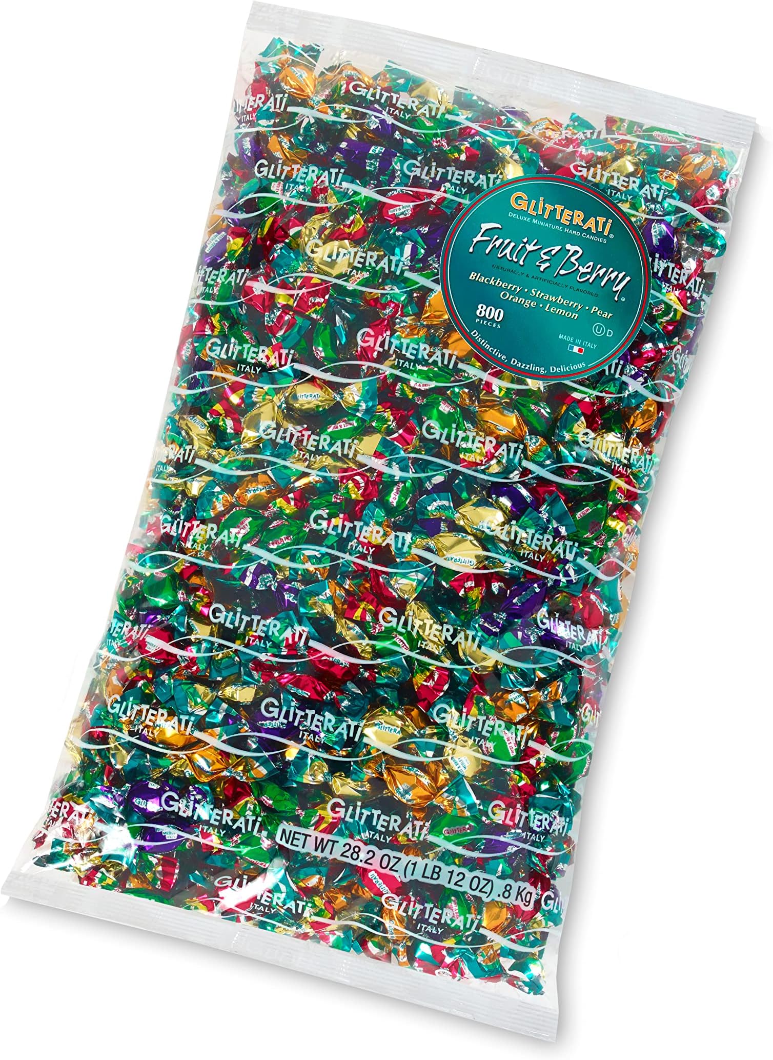 - GLITTERATI Fruit & Berry Medley Italian Mini Hard Candies, Individually Wrapped Gourmet Candy, Natural Fruit Flavors, Vegan, Gluten Free, Non-GMO, 28 Oz Bag, 800 Count