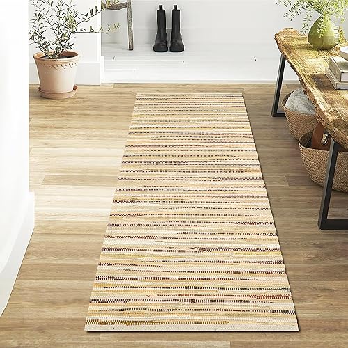 Miniatura 155 de Alfombra de trapo 100% algodón de 2 x 3 pies, lavable multicolor, alfombra Chindi tejida a mano y reversible para sala de estar, cocina, entrada