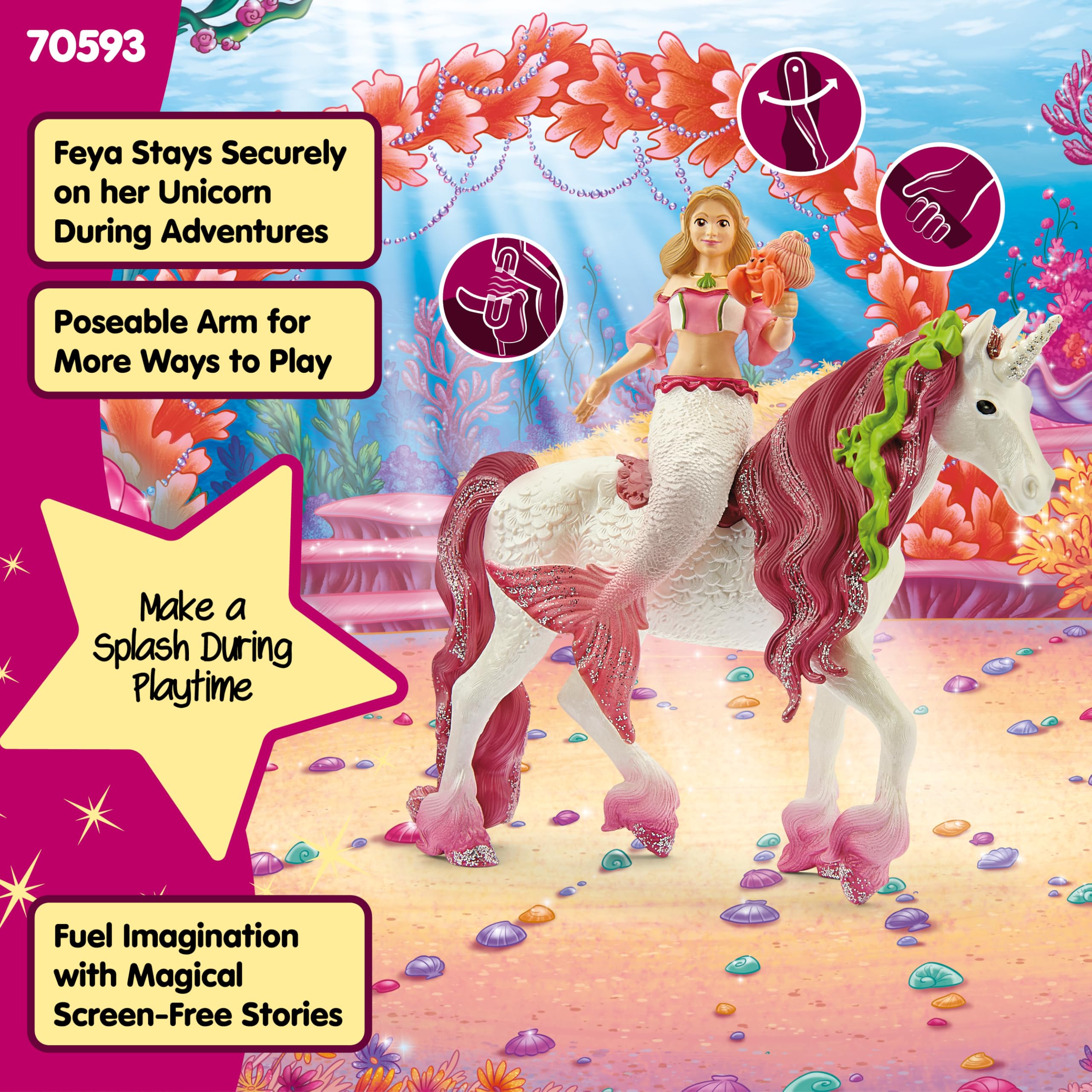 Schleich Slh70593 Syrena Feya Na Podwodnym Jednorożcu