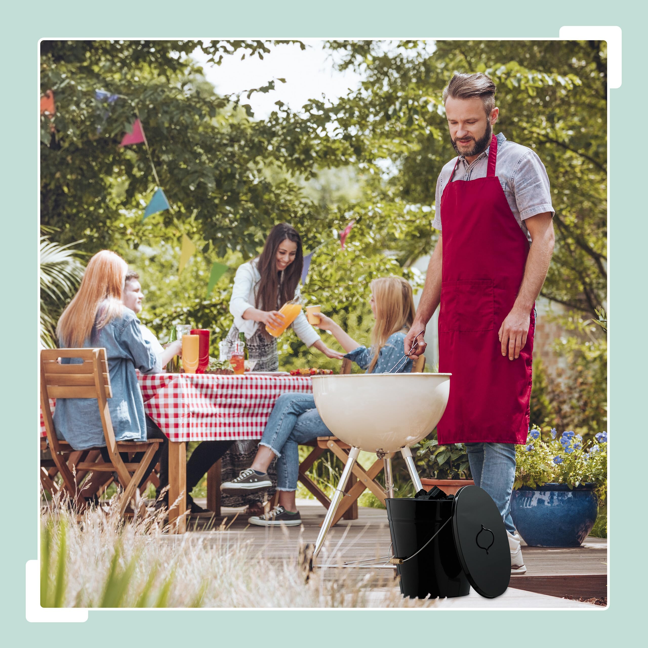 Relaxdays Secchio Raccogli Cenere con Coperchio, Cestello 18,5 L per Carbone e Bricchetti Camino e Stufa, Acciaio, Nero