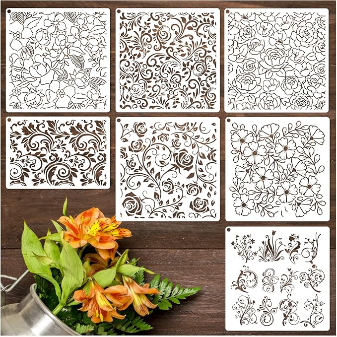Large Flower Stencils for Painting Floral Leaf Stencil