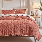 Joyreap 3-Piece Fluffy Faux Fur Sherpa Comforter Set Beige White, Queen Size Luxury Tufted Bedding Comforter Set, Ultra Soft Warm Cold Weather Plush Comforter Bed Set- 88x88 inches