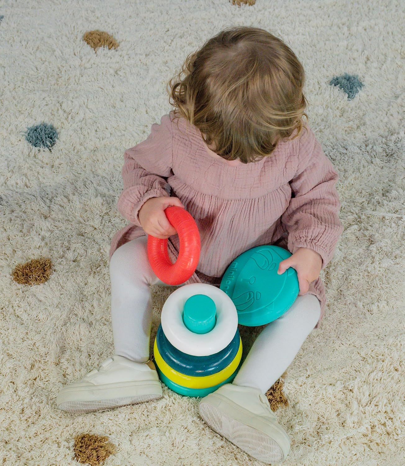 Miniland Feel to Learn Stack & Roll Rings - Infant Multicolored Game which can be Used as Stacking and Roller. Made in Spain
