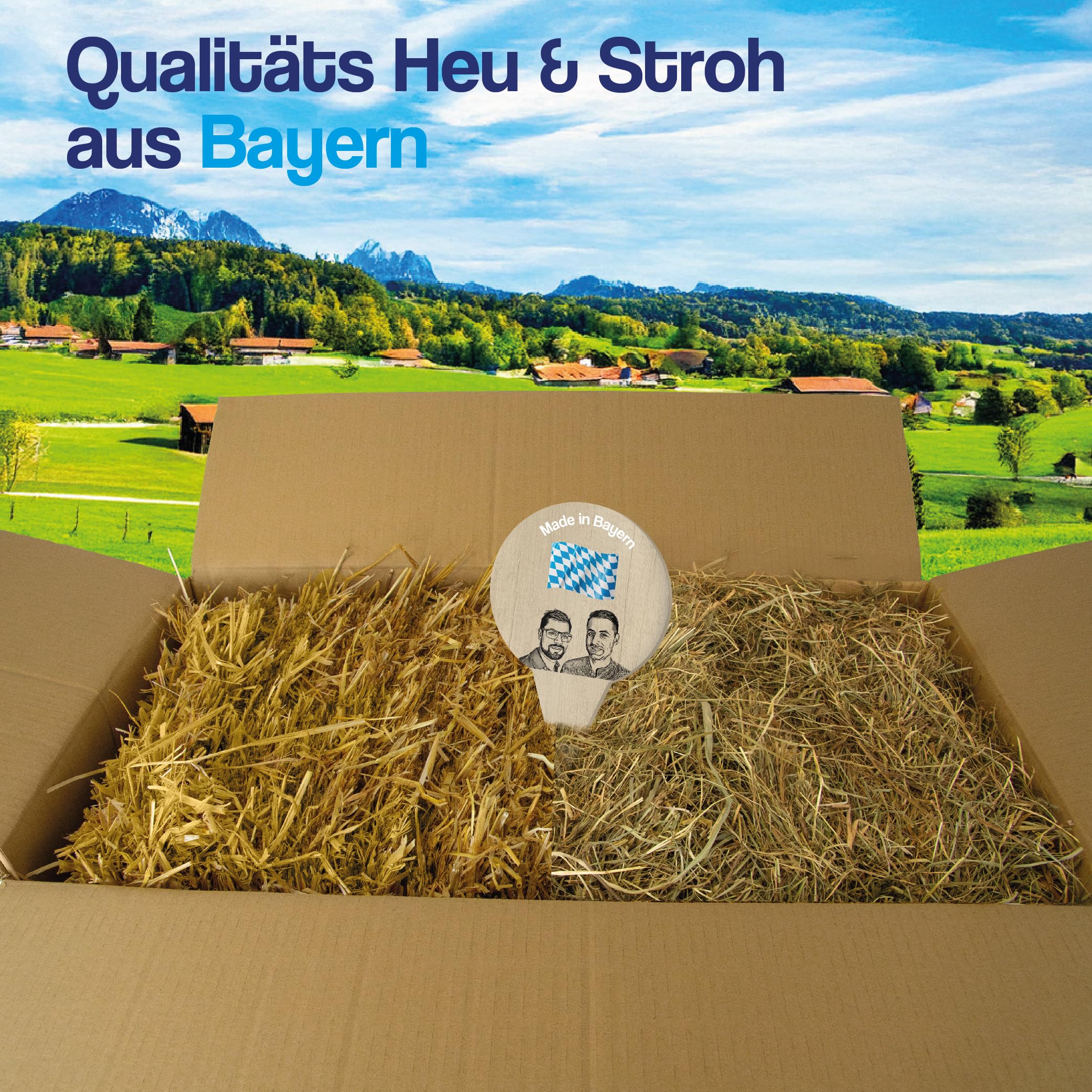 10 kg Stroh + 10kg Heu – Strohballen und Heuballen für Kleintiere - für Kaninchen, Meerschweinchen, Hamster und andere Nager – auch als dekostroh oder heu deko - Direkt aus Bayern