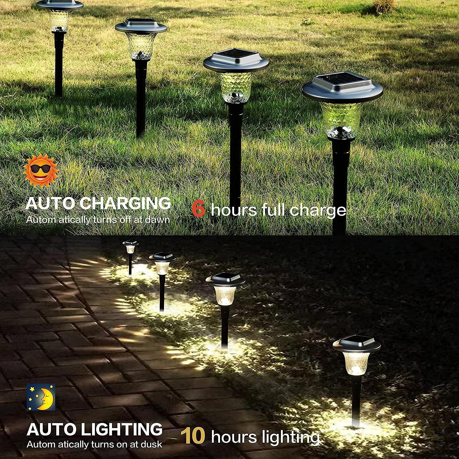Exclusive Special UMICKOO Solar Outdoor Lights Garden, Color Changing Solar Lights Colorful Bright Glass Pathway Lights,Waterproof Solar Powered Landscape Path Lights for Lawn Walkway Yard Decorative (Set of 8)
