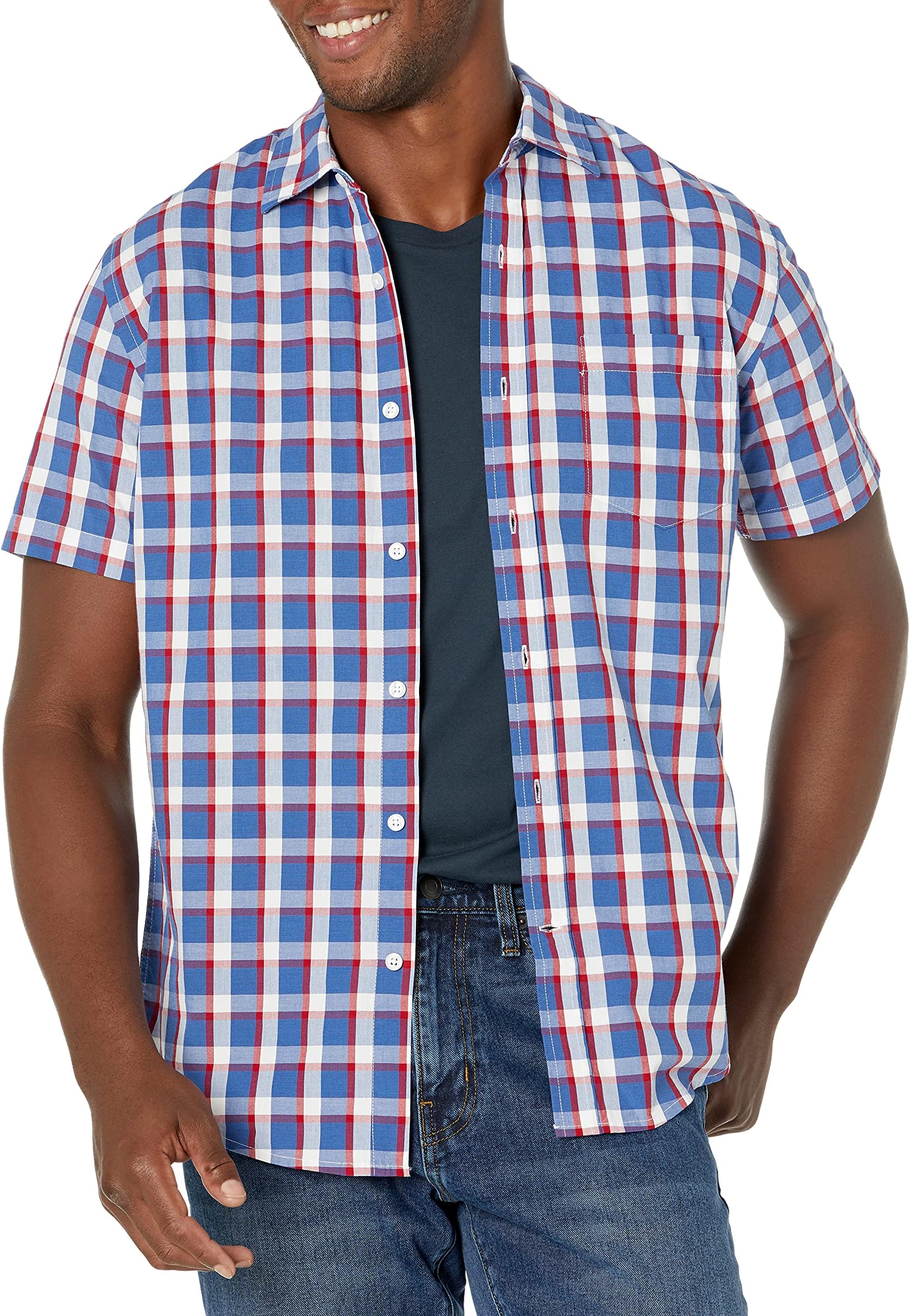 Amazon Essentials Men's Regular-fit Short-Sleeve Poplin Shirt