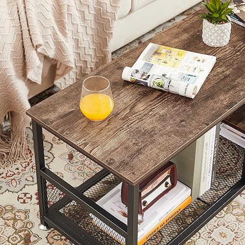 Miniatura 6 de VECELO Soporte de TV de hasta 62 pulgadas centro de entretenimiento consola multimedia almacenamiento abierto mesa de centro industrial con marco de