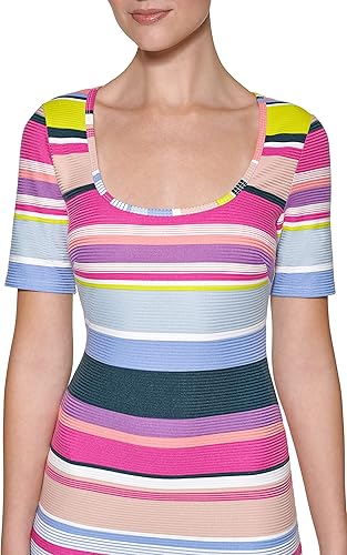 Miniatura 2 de GUESS Vestido midi de punto con hombros descubiertos y textura para mujer, color arena, talla 16