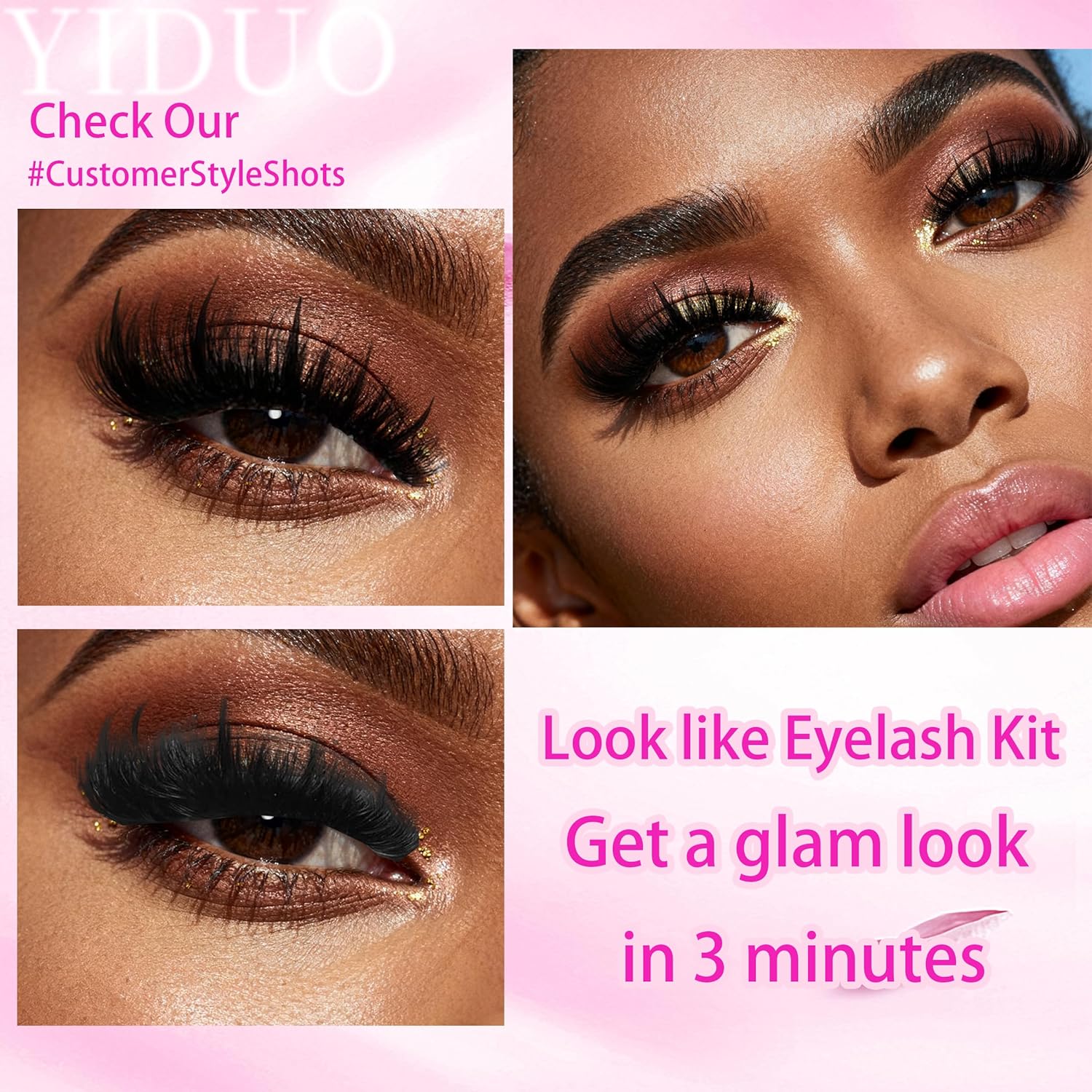 YIDUO Lashes Clusters Kit with Spikes Bottom Lash Extensions 816Pcs Bulk Packs with 2X Bond&Seal Wispy Individual Fake Eyelash Kit Wholesale Large Pack for Beginners Gift Choice