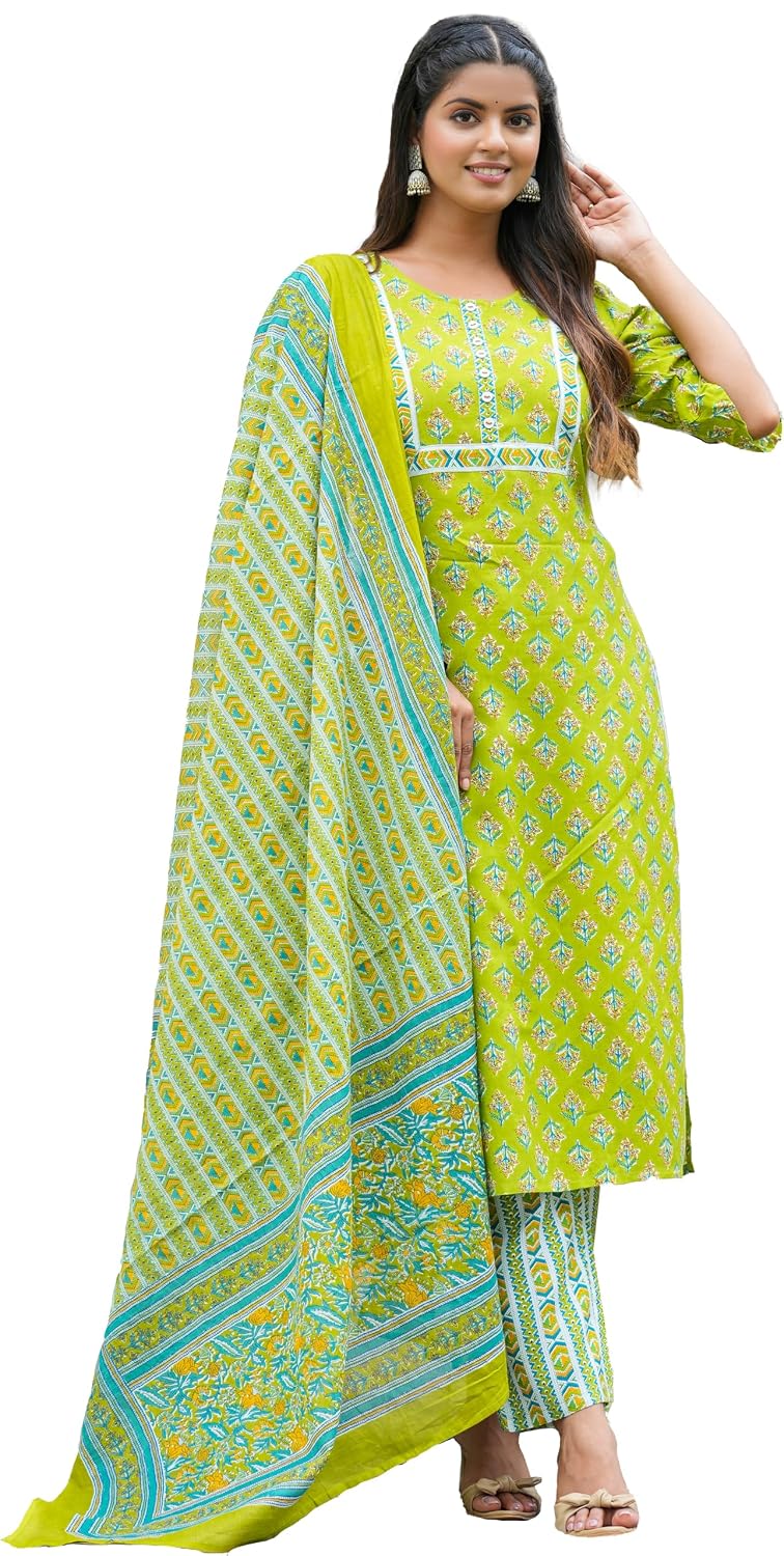 Yash Gallery Women's Rayon Floral Printed Straight Kurta with Pant & Dupatta Set - Review, Price and Buying Guide