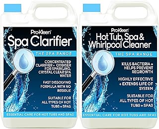 Pro-Kleen 5 litres Spa Clarifier & 5 litres Whirlpool Hot Tub Spa Cleaner - Chemical, Achieve Brilliant, Sparkling Water - Improves Filter Performance & Efficiency