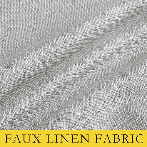 Miniatura 7 de NICETOWN Paneles de cortina de lino gris de 84 pulgadas de largo, par de cortinas opacas de ahorro de energía y bloqueo de ruido para ventana de