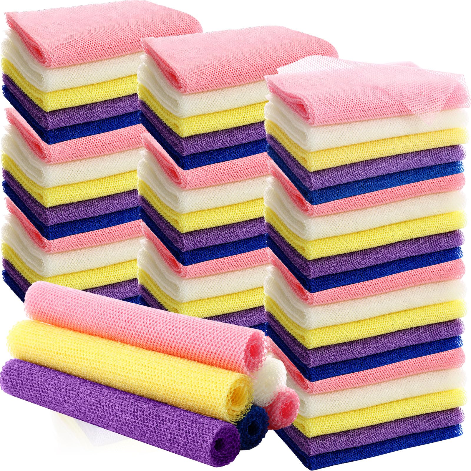 Sunnyray 100 esponjas de baño africanas, esponja de baño de red larga, 31.5 x 11.8 pulgadas, exfoliante para el cuerpo de ducha, exfoliante para la espalda, más suave para la piel, ideal para uso