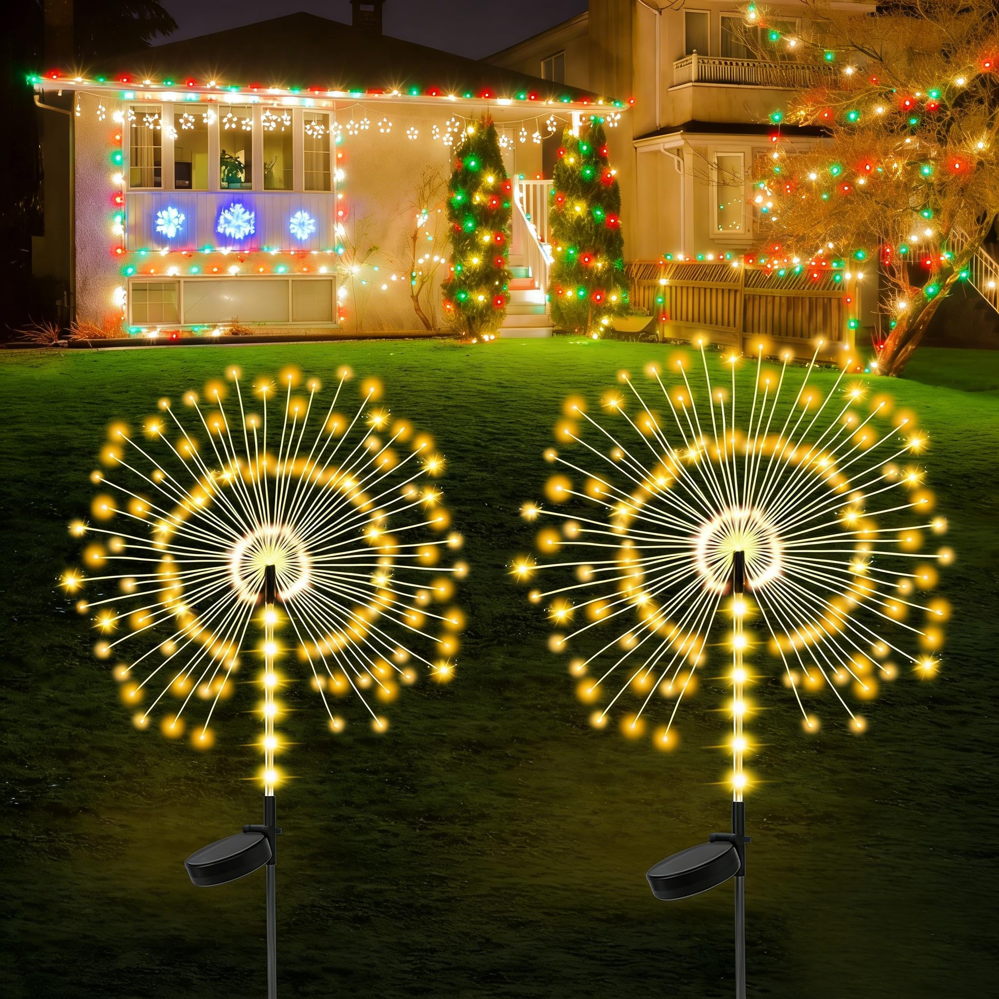 Lanthium Solar Fireworks Lights Outdoor Waterproof | Firework Solar Lights Outdoor Flexible Copper Wire| Solar Firework Lights 2 Lighting Modes | for Garden - Landscape - Décor (2park)-image-14