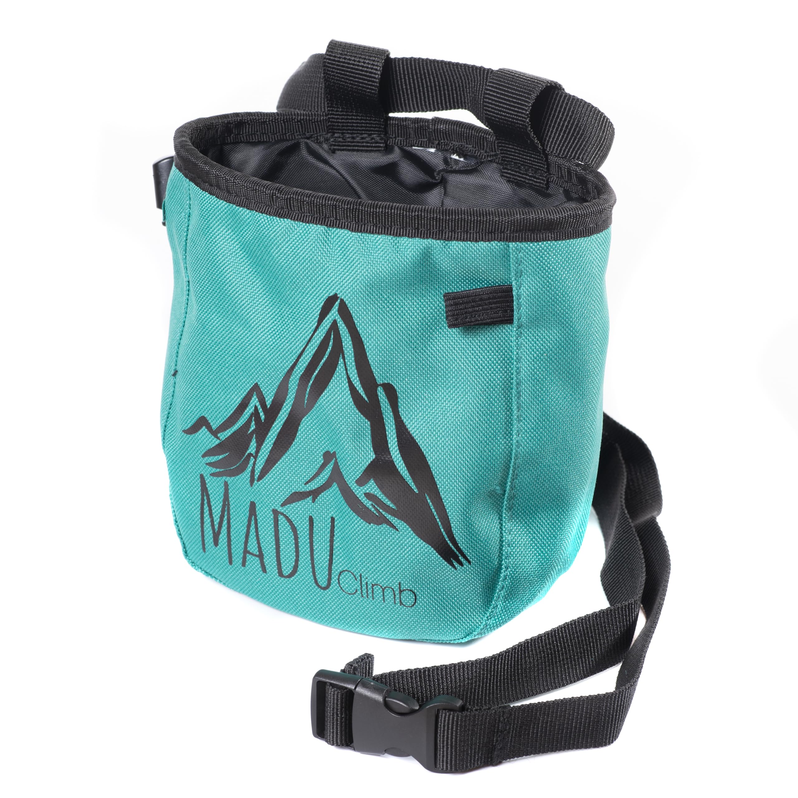 Madu Climb Premium Rock Climbing Chalk Bag – Chalk Pouch with Zippered Pocket, Brush Holder, Fleece Lining (Teal)