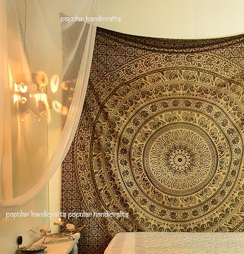 Miniatura 3 de Popular Handicrafts - Tapiz para colgar en la pared para dormitorio, diseño de mandala hippie, bohemio, floral, tapices hindúes de pensamiento