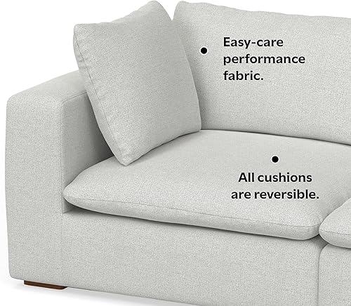 Miniatura 7 de SIMPLIHOME Jasmine - Sofá modular de 3 plazas en tela de rendimiento, color gris nube, 125 pulgadas de ancho, sofá de estilo contemporáneo hecho a