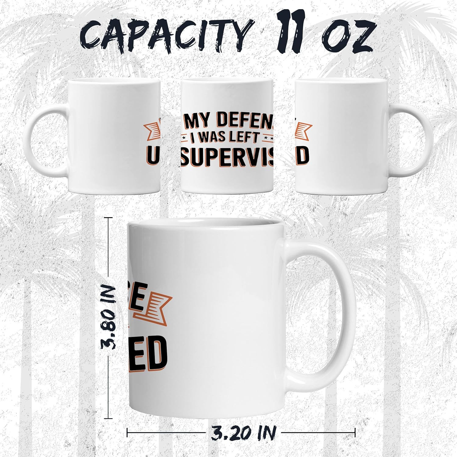 In My Defense I Was Left Unsupervised Ceramic Coffee Mug 11oz Funny Quote - Tea Coffee Mug with Comfortable Grip - Unique Fun Gift White Cup for Office or Home - Vibrant Long-Lasting Print ID44991 - Image 2