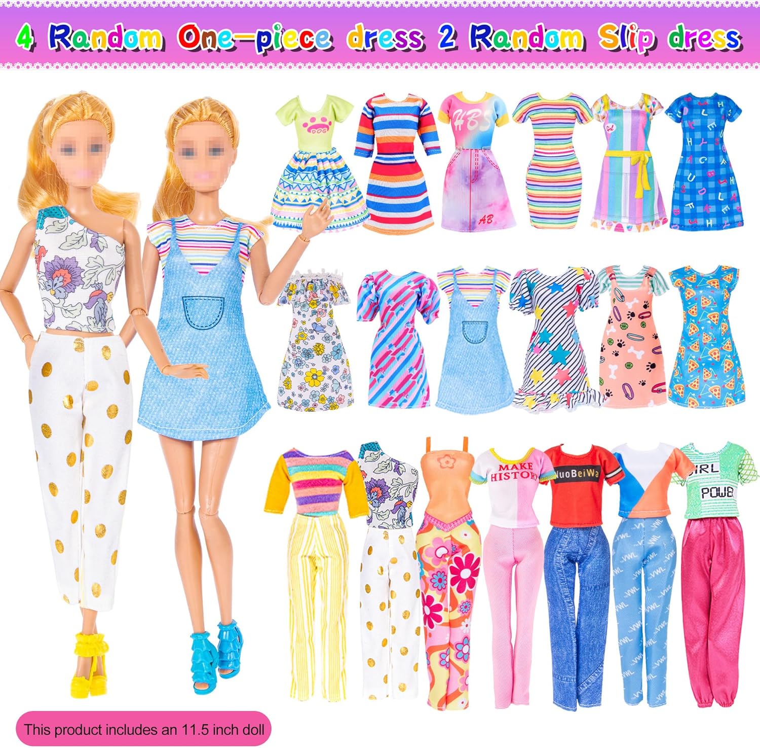iBayda 91pcs 11.5 Inch Girl Doll with Clothes, Accessories and Closet - Princess Gowns, Fashion Dresses, Outfits, Swimsuits, Shoes, Hangers - Dress Up Toys for Girls, Kids, Toddlers (Doll Included)