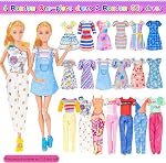 Doll and Accessories Doll with Closet Including-one 11.5 inch Girl Doll, 9 Looks, Rack Dress Shoes Hangers Necklace and Other Accessories