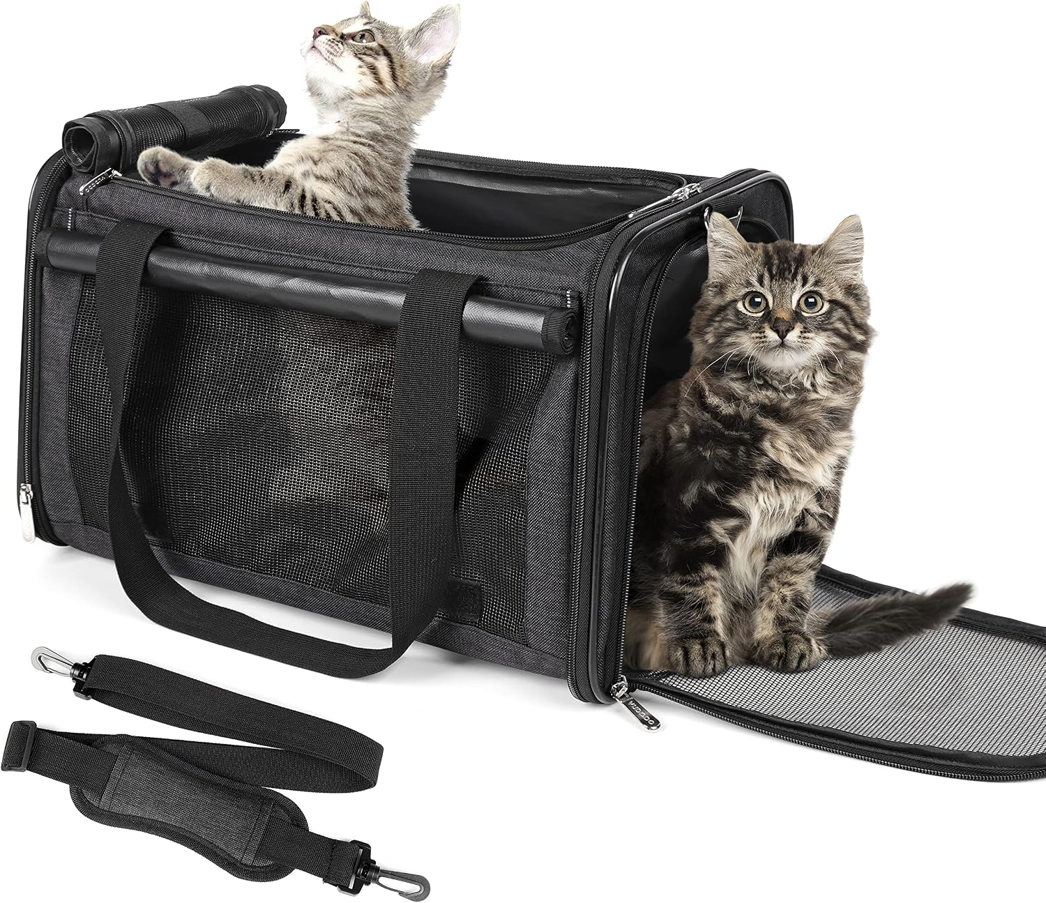 YUDODO Pet Carriers Airline Approved Dog Cat Travel Soft Sided Carrier Reflective Mesh Safe Pet Cat Carrier Foldable Portable Small…