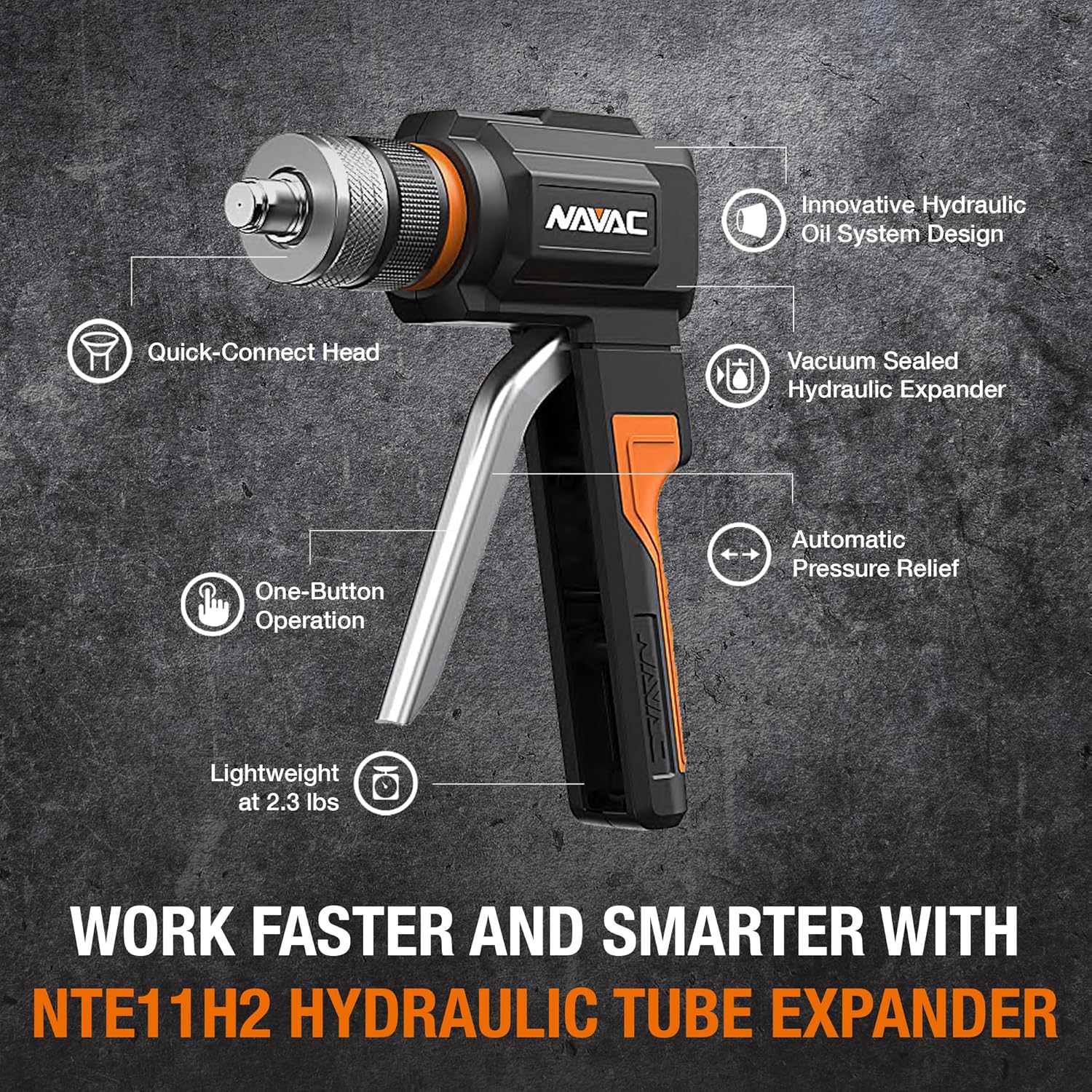 NAVAC NTE11H2 Hydraulic Soft Copper Tubing Expander for HVAC - Quick Connect Heads Sizing 3/8″, 1/2″, 5/8″, 3/4″, 7/8″, 1″ and 1-1/8″ - Soft Copper Pipe Expander Tool - 2 Years Warranty