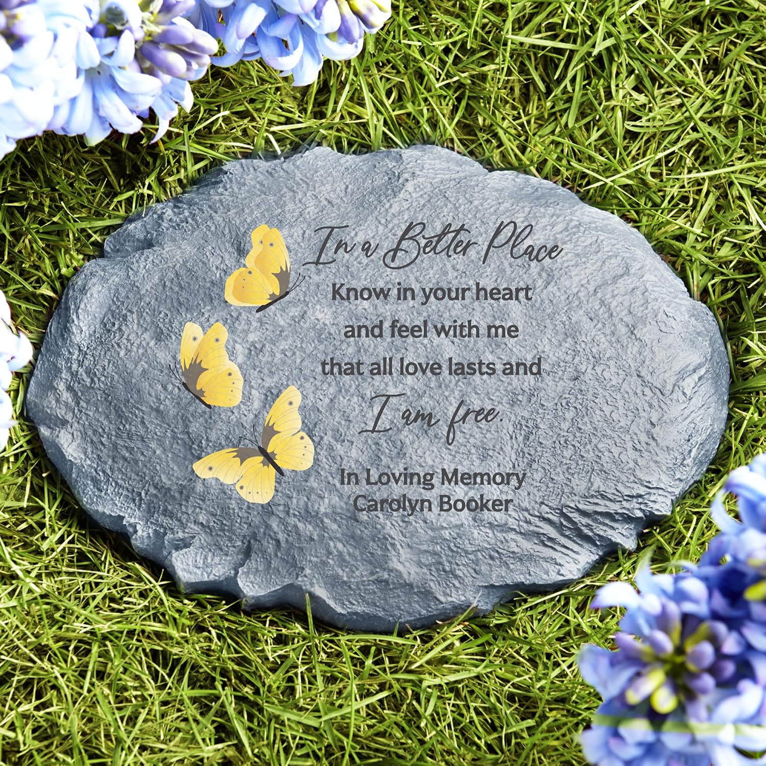 Let's Make Memories Personalized Sympathy Stepping Stone - I Am Free - Condolence & Memorial Gift - Customize with Message -11”Lx6”Wx3”D
