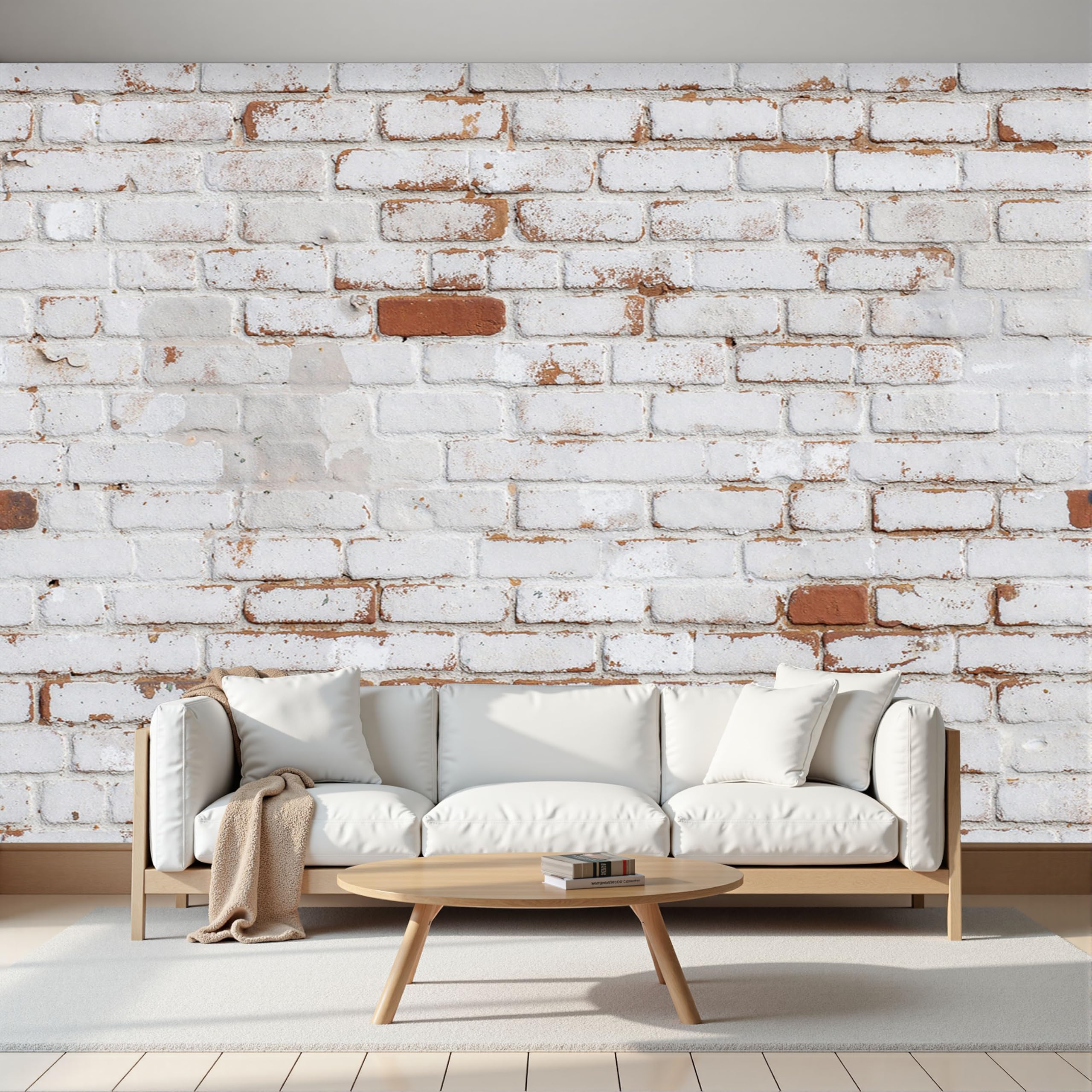 Carta Da Parati Fotografica Con Stile country retrò Vecchio muro di mattoni, mattoni rossi, Stampa Artistica Di Alta Qualità - Bianco Poster Per Soggiorno E Camera Da Letto Design In Seta 350x256cm