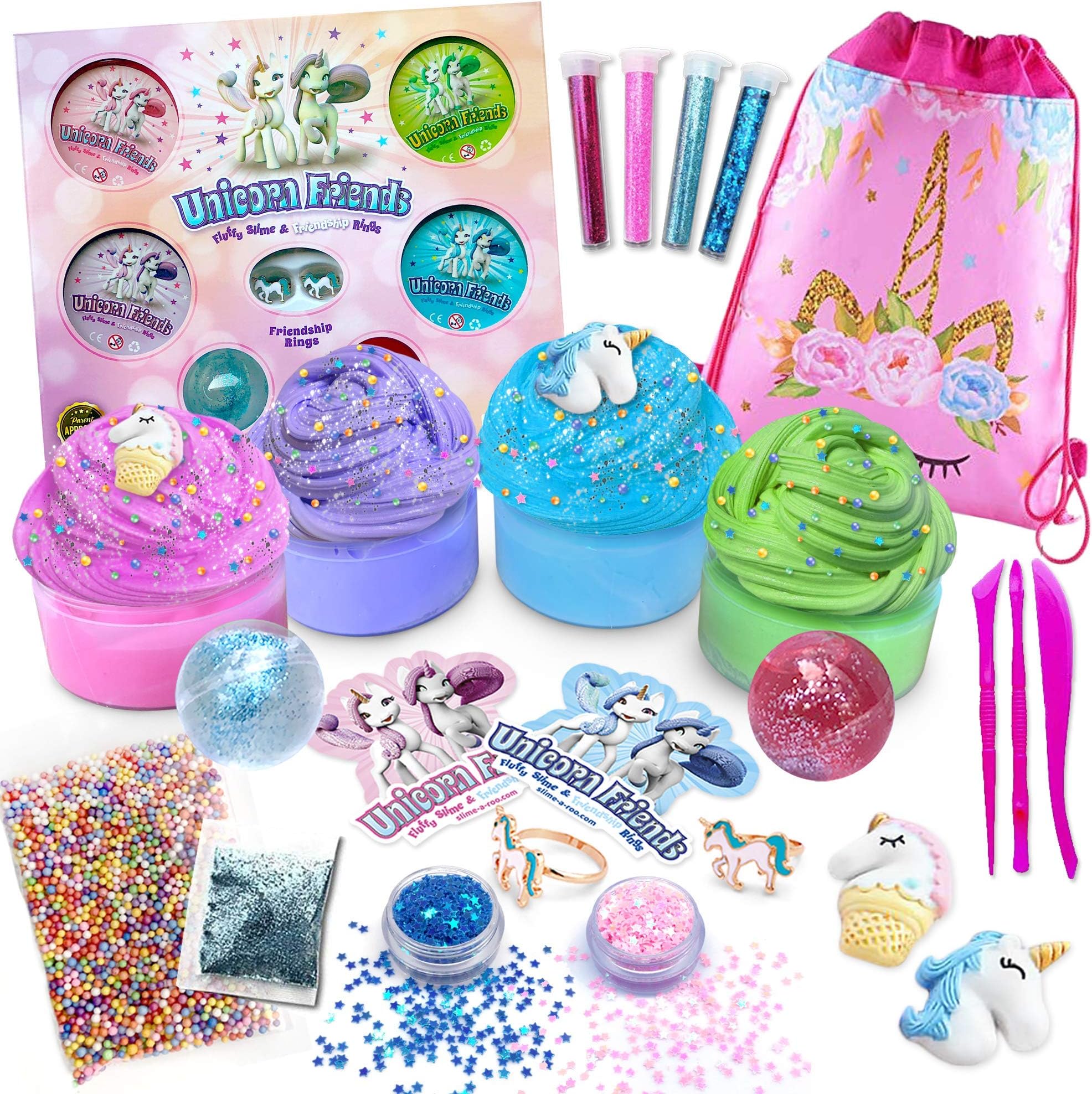 Unicorn Friends Slime Kit for Girls [Everything in One Box] Includes Unicorn Backpack and Friendship Rings