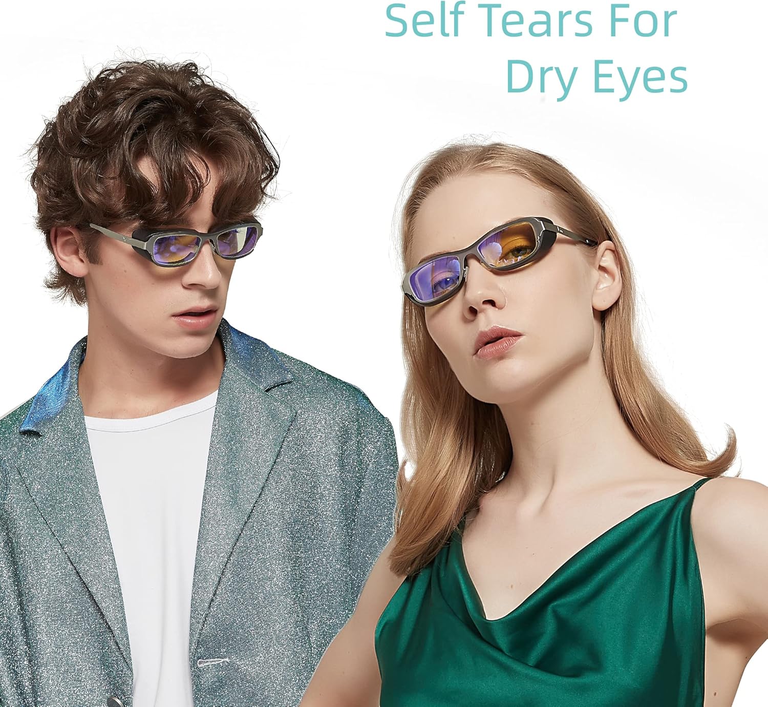 Dry Eye Relief Eyeglass, Blue Light Blocking Moisture Chamber Goggles with Stainless Steel Frame Anti-Pollen&Allergens