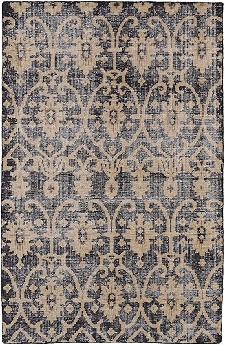 Kaleen Rugs Restoration Collection RES01-02 - Alfombra negra anudada a mano de 5 pies 6 pulgadas x 8 pies 6 pulgadas