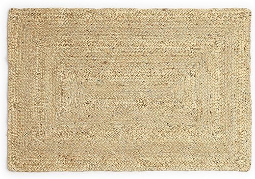 Vista 27 de REDEARTH · Alfombra redonda – Alfombra trenzada de yute natural de 6 pies – Alfombras de yute bohemio reversibles hechas a mano para dormitorio