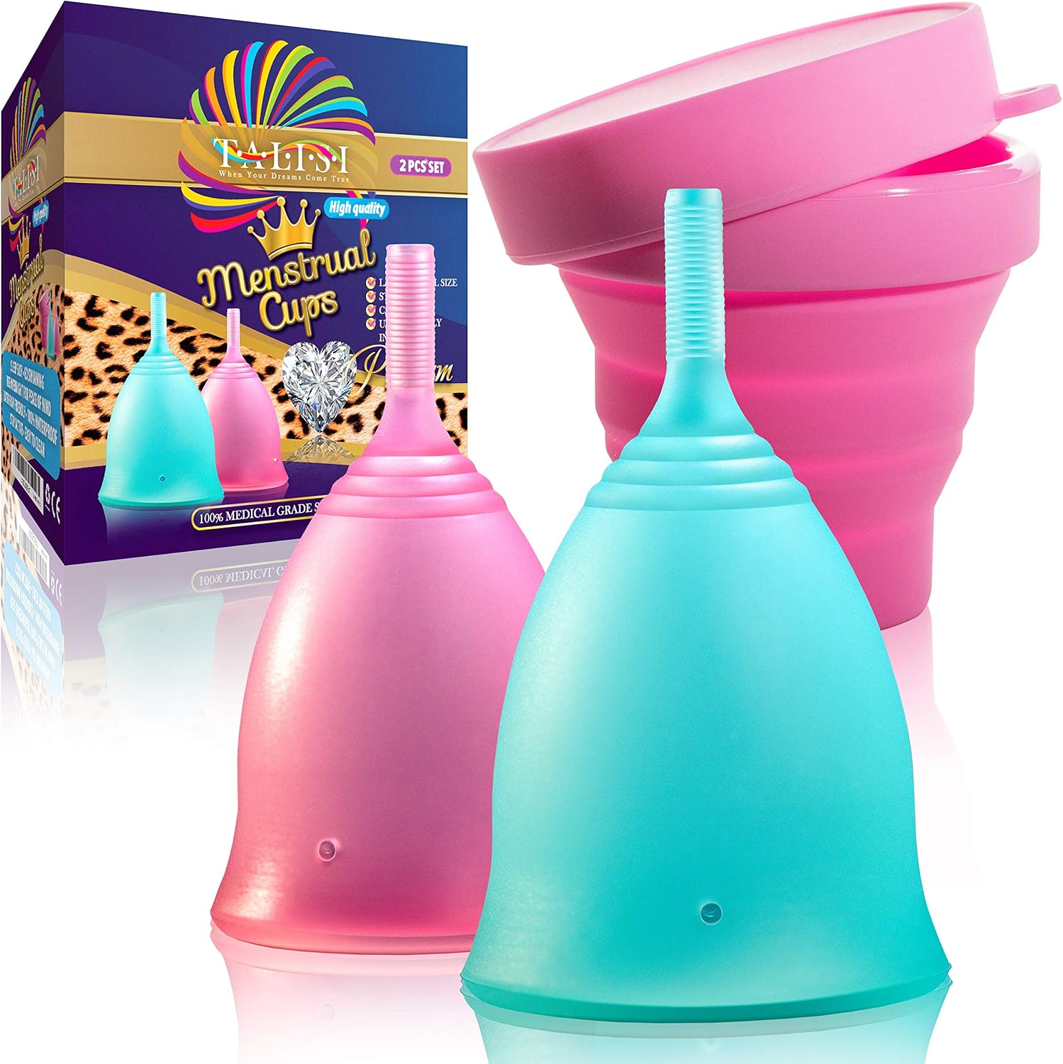 Talisi Menstrual Cups Set of 2 Reusable Period Cups Soft, Flexible, Small